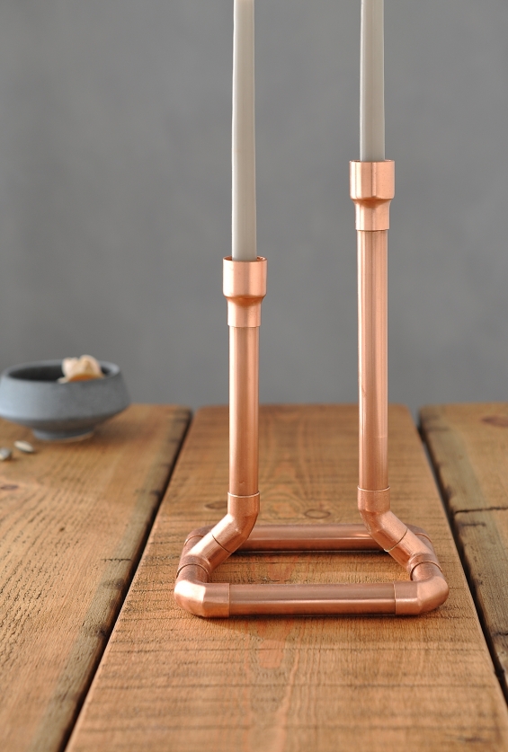 Industrial Copper Candle Holder