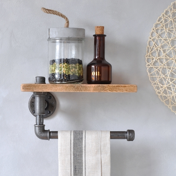 Industrial Kitchen Towel Holder And Shelf