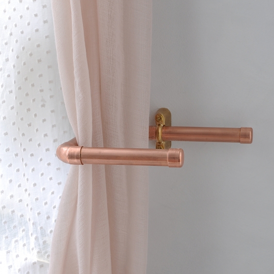Set Of Industrial Copper Curtain Tie Backs