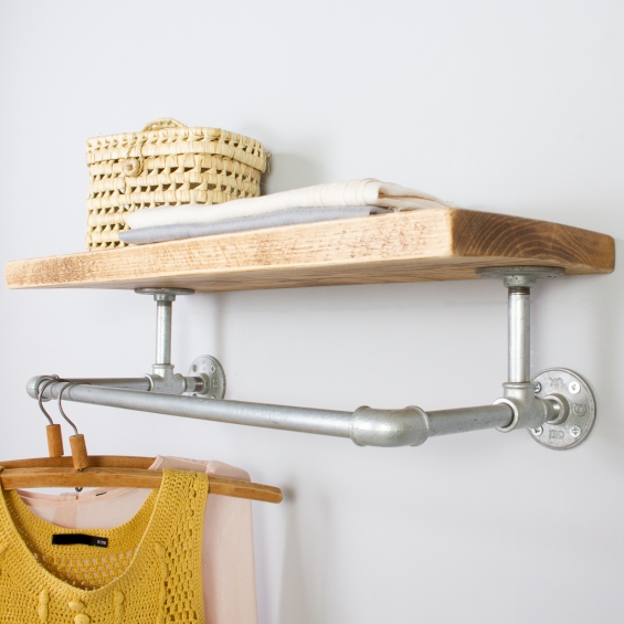 Finchley Industrial Clothes Shelf And Rail Natural 