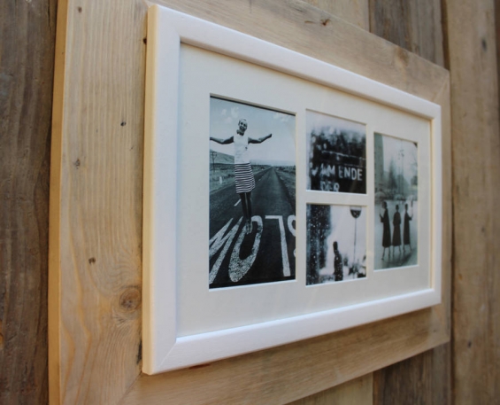 Reclaimed Wooden Multi Aperture Four Photo Frame