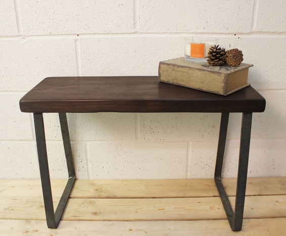 Industrial Flat Steel And Wood Bench