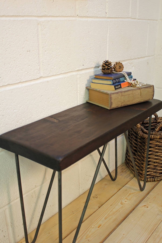 Industrial Style Wood And Steel Bench