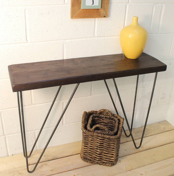 Industrial Wood And Steel Console Table