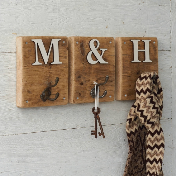 Rustic Wooden Letter Hook (Natural)